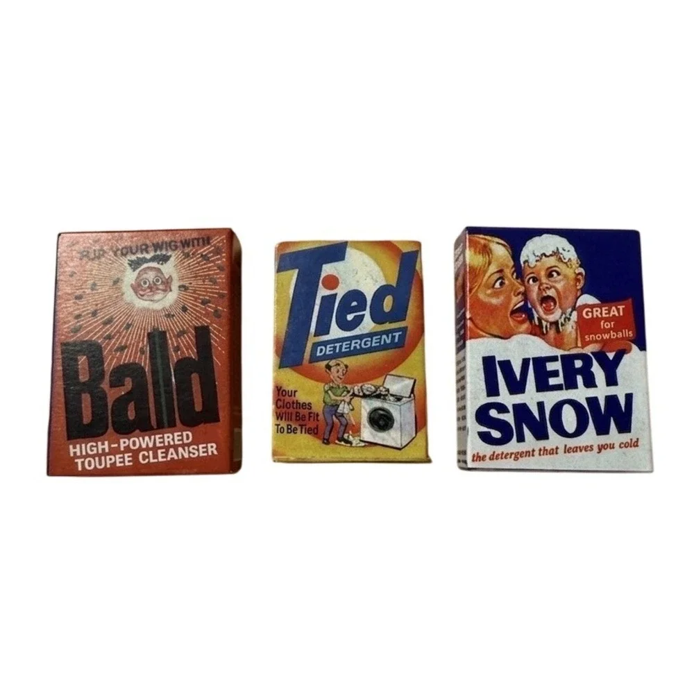 Wacky Packages Miniature Parody Boxes Set‎ of 3 Bald Tied Ivery Snow Topps Retro